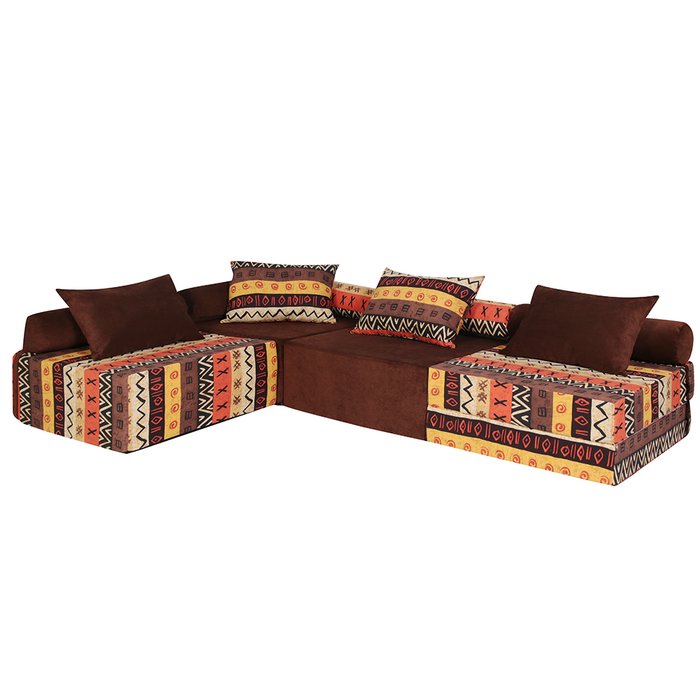 Диван угловой модульный Африка коричневого цвета - купить Бескаркасная мебель по цене 59200.0