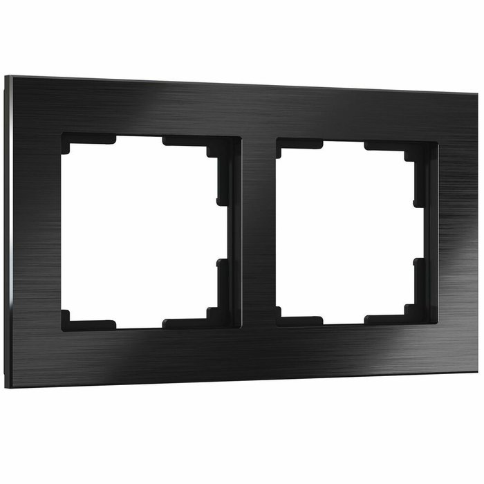 Рамка из металла на 2 поста Аluminium черный алюминий W0021708 Рамка из металла на 2 поста Аluminium черный алюминий W0021708
