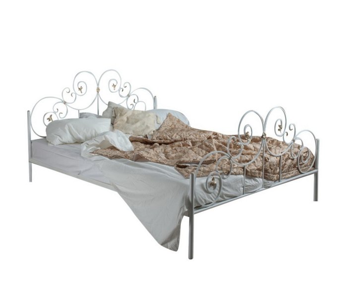 Кованая кровать Афина 140х200 белого цвета - купить Кровати для спальни по цене 26990.0