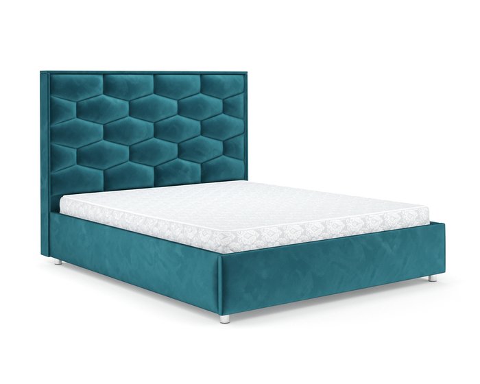 Кровать Рица 160х190 сине-зеленого цвета с подъемным механизмом (вельвет) - купить Кровати для спальни по цене 42390.0