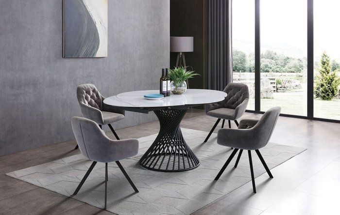 Раскладной обеденный стол Tornado черно-белого цвета - лучшие Обеденные столы в INMYROOM