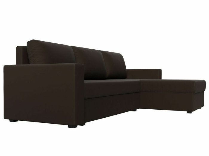 Угловой диван-кровать Траумберг Лайт коричневого цвета правый угол (экокожа) - лучшие Угловые диваны в INMYROOM