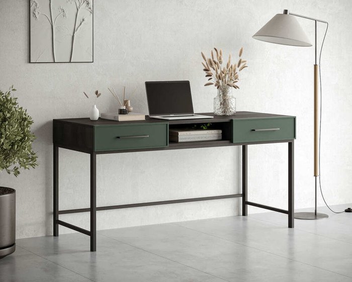 Письменный стол Nicole коричнево-зеленого цвета - лучшие Письменные столы в INMYROOM