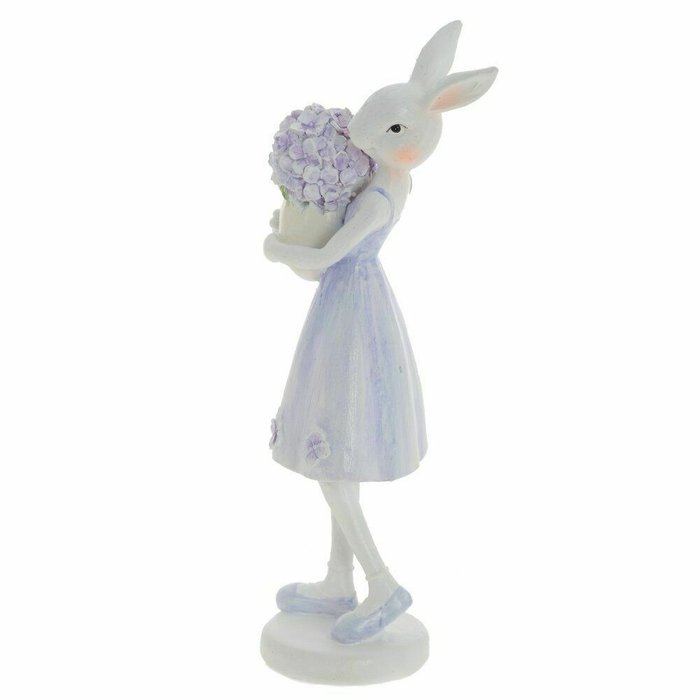 Фигурка декоративная Зайчиха бело-фиолетового цвета - лучшие Фигуры и статуэтки в INMYROOM