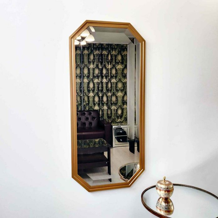 Настенное зеркало Andres 55х120 в раме золотого цвета - купить Настенные зеркала по цене 38000.0
