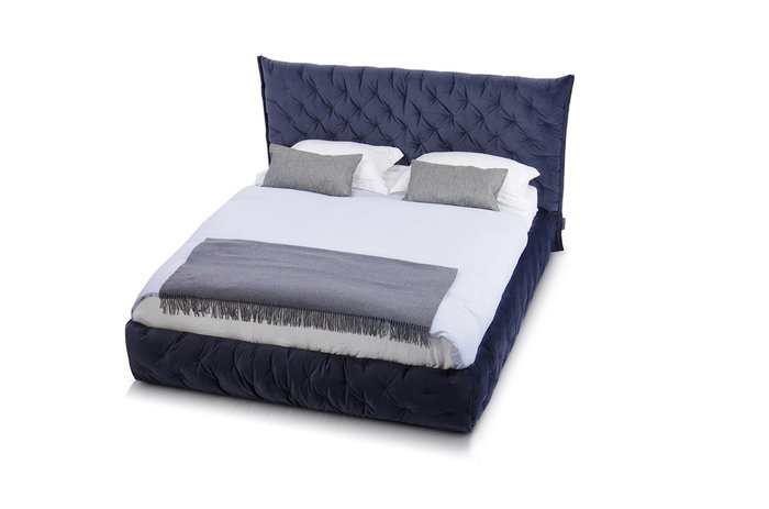 Кровать с ортопедической решеткой Club 160х190 синего цвета  - купить Кровати для спальни по цене 122600.0