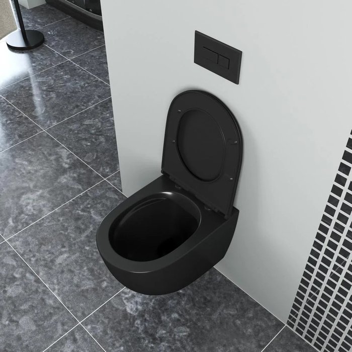 Унитаз подвесной Damp;K Matrix черный, безободковый, с микролифтом - лучшие Чаши унитазов в INMYROOM