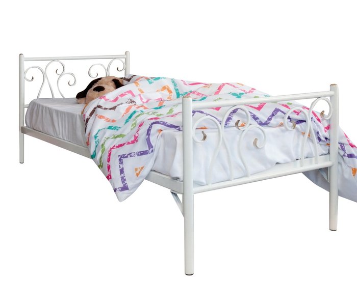 Детская кованая кровать Лацио kids 70х160 белого цвета - купить Одноярусные кроватки по цене 15990.0