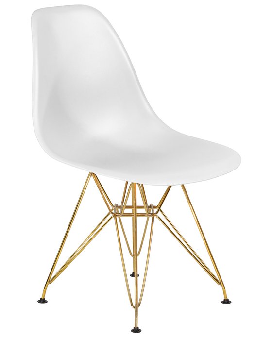 Стул обеденный белого цвета с золотыми металлическими ножками - купить Обеденные стулья по цене 3490.0