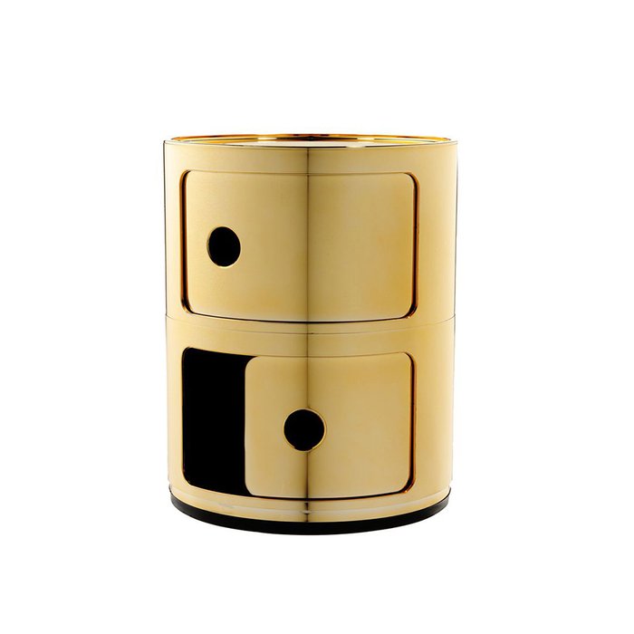 Прикроватная тумба 2 Componibili Gold с двумя ящиками золотого цвета 