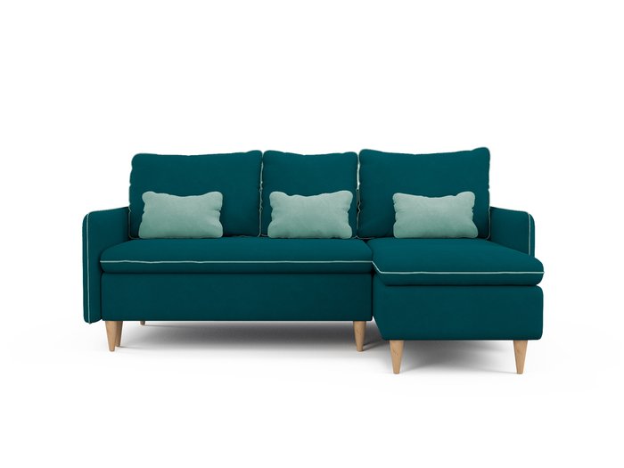 Угловой диван-кровать Ron сине-зеленого цвета