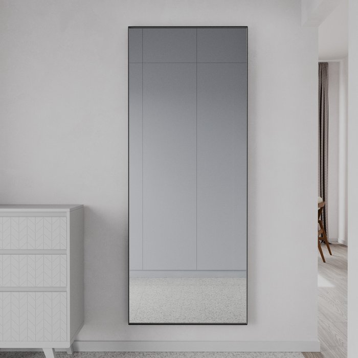Дизайнерское настенное зеркало Halfeo Slim XL в тонкой раме черного цвета - купить Настенные зеркала по цене 26900.0