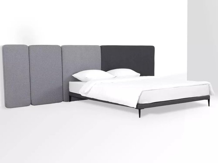 Кровать Licata 160х200 композиция 4 серого цвета - купить Кровати для спальни по цене 90630.0