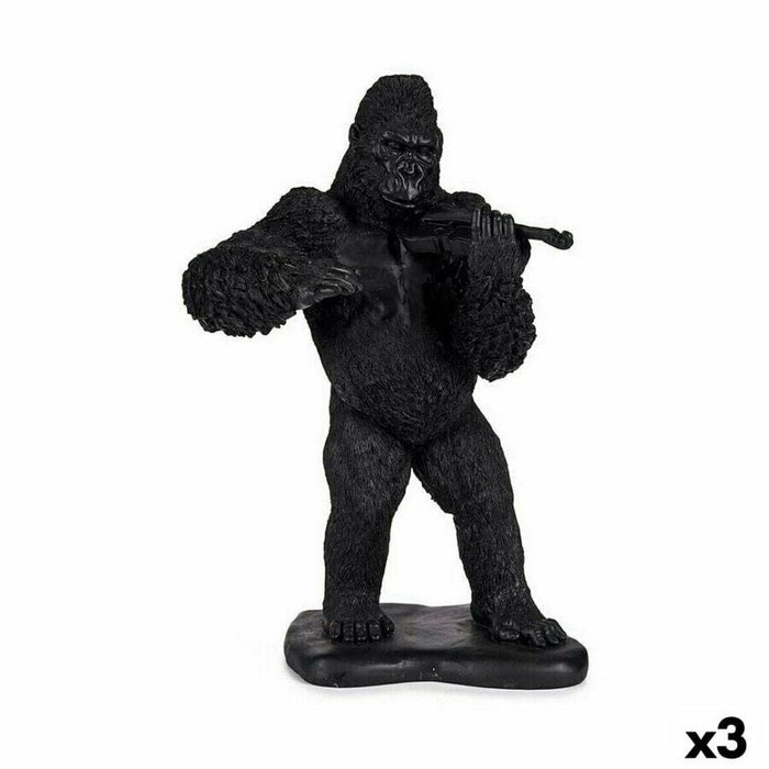 Декоративная фигура Горилла Скрипка Чёрный 17 x 41 x 30 cm (3 штук) Декоративная фигура Горилла Скрипка Чёрный 17 x 41 x 30 cm (3 штук)