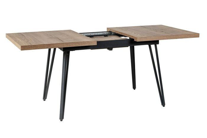 Раздвижной обеденный стол Диего 140 коричнево-черного цвета - лучшие Обеденные столы в INMYROOM Раздвижной обеденный стол Диего 140 коричнево-черного цвета - лучшие Обеденные столы в INMYROOM