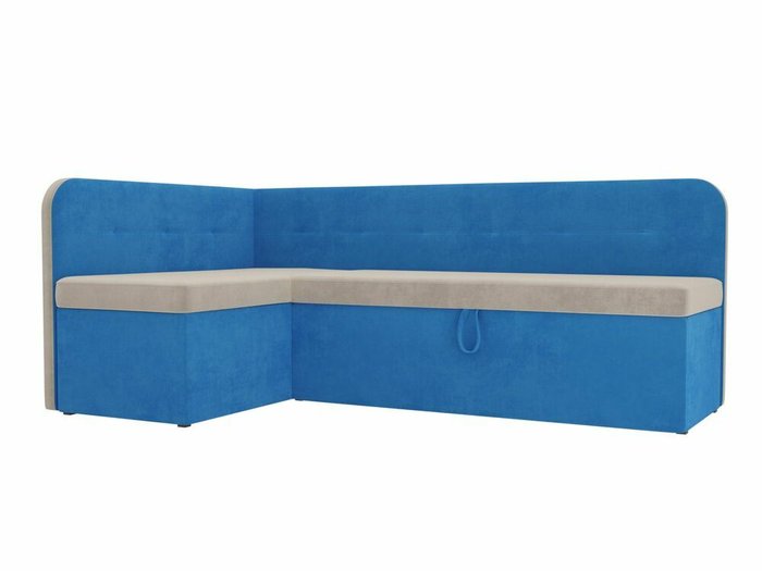 Угловой диван-кровать Форест бежево-голубого цвета левый угол