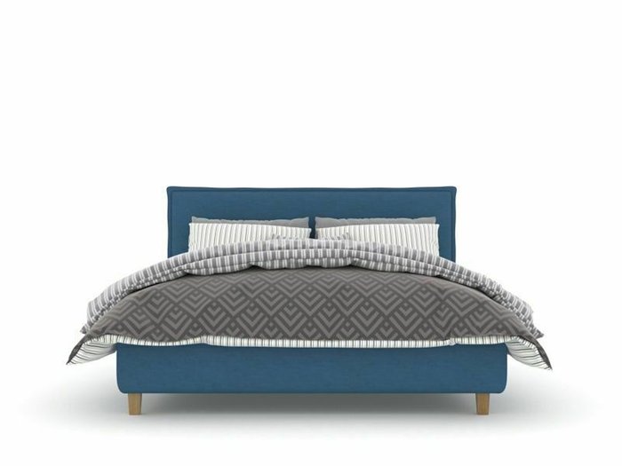 Кровать Лиде Box High 160х200 синего цвета с подъемным механизмом - лучшие Кровати для спальни в INMYROOM