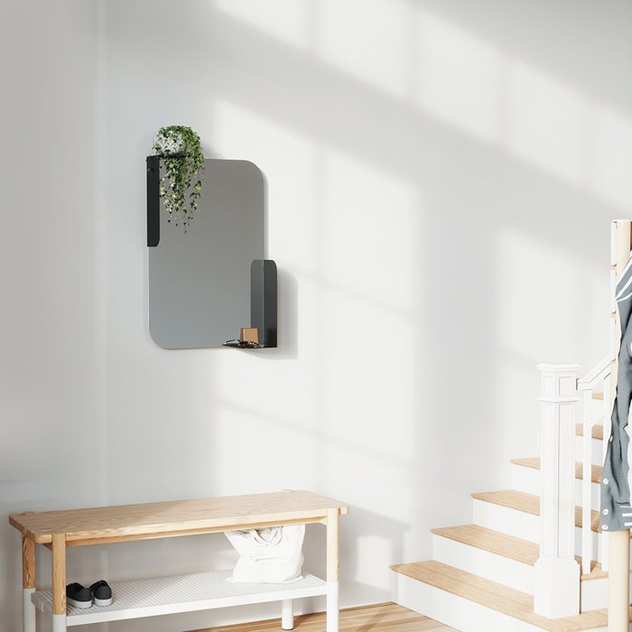 Настенное зеркало Alcove 52x77 черного цвета - купить Настенные зеркала по цене 16200.0 Настенное зеркало Alcove 52x77 черного цвета - купить Настенные зеркала по цене 16200.0