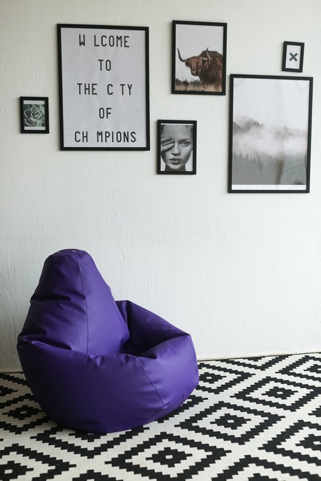 Кресло-мешок Груша XL в обивке из экокожа фиолетового цвета - лучшие Бескаркасная мебель в INMYROOM