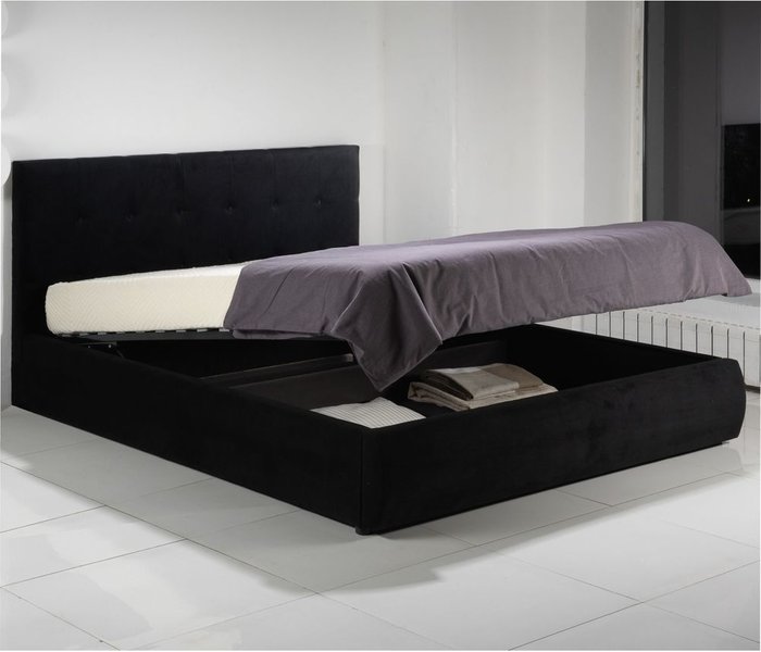 Кровать Selesta 140х200 с подъемным механизмом черного цвета - купить Кровати для спальни по цене 24200.0