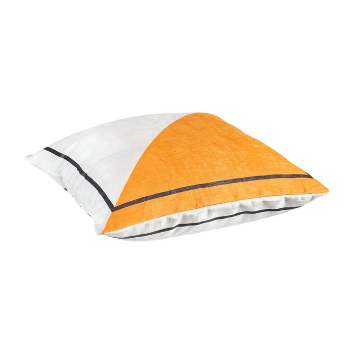 Декоративная подушка Don`t cross 40х40 бело-оранжевого цвета - лучшие Декоративные подушки в INMYROOM