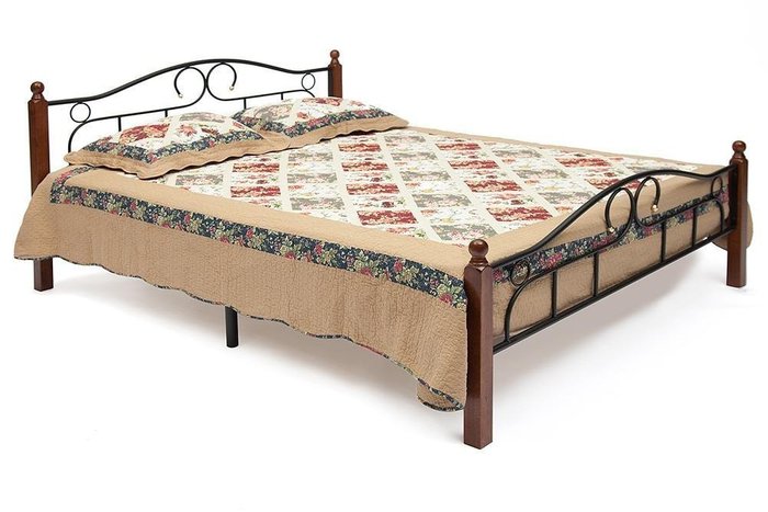 Кровать Double 140х200 черно-коричневого цвета  - купить Кровати для спальни по цене 20390.0
