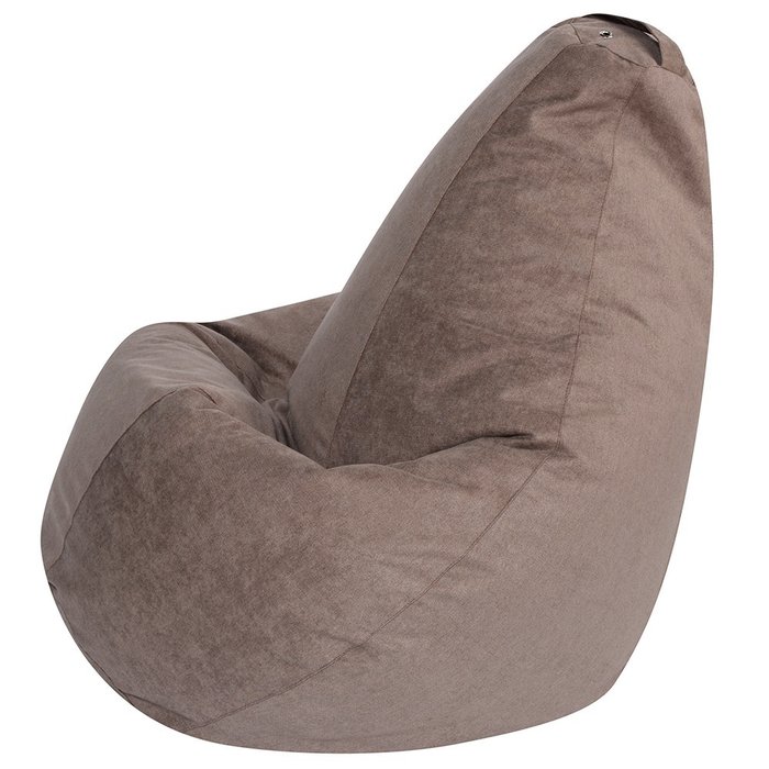 Кресло Мешок Груша XL в обивке из велюра коричнево-бежевого цвета  - купить Бескаркасная мебель по цене 4590.0