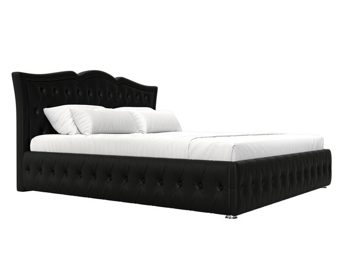 Кровать Герда 200х200 черного цвета с подъемным механизмом (экокожа) - купить Кровати для спальни по цене 96999.0