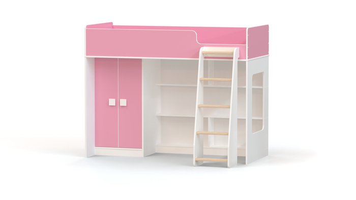Детская кровать-чердак Ridgimmi 1.2 бело-розового цвета - купить Кровати-чердаки по цене 21567.0