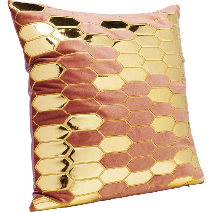 Подушка Honeycomb золотисто-розового цвета - купить Декоративные подушки по цене 11560.0