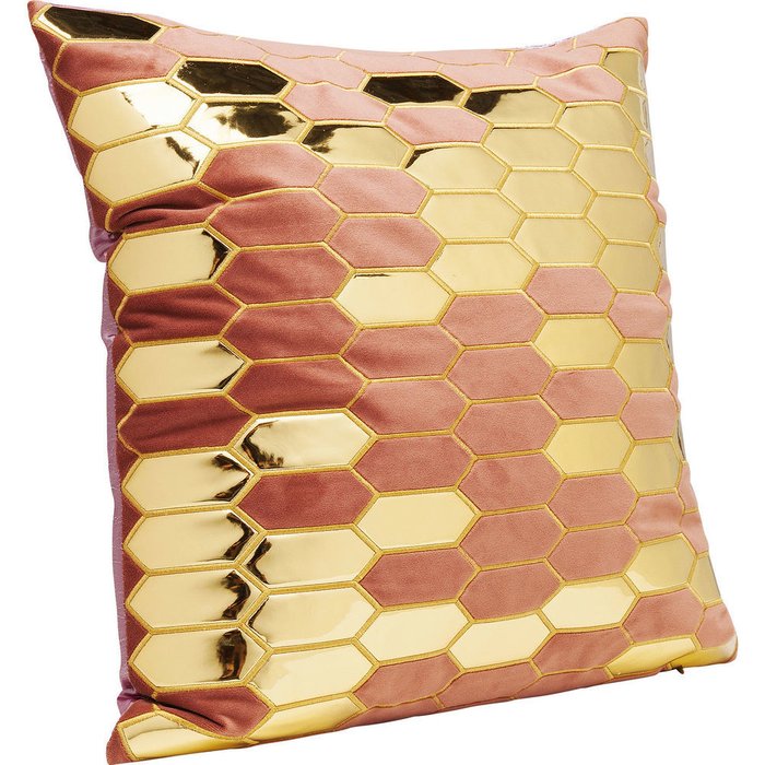 Подушка Honeycomb золотисто-розового цвета - купить Декоративные подушки по цене 11560.0 Подушка Honeycomb золотисто-розового цвета - купить Декоративные подушки по цене 11560.0