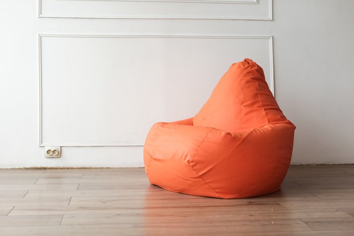 Кресло-мешок Груша 2XL в обивке из экокожи оранжевого цвета - купить Бескаркасная мебель по цене 3817.0