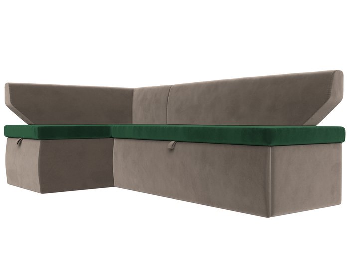 Угловой диван-кровать Омура зелено-коричневого цвета левый угол - лучшие Угловые диваны в INMYROOM