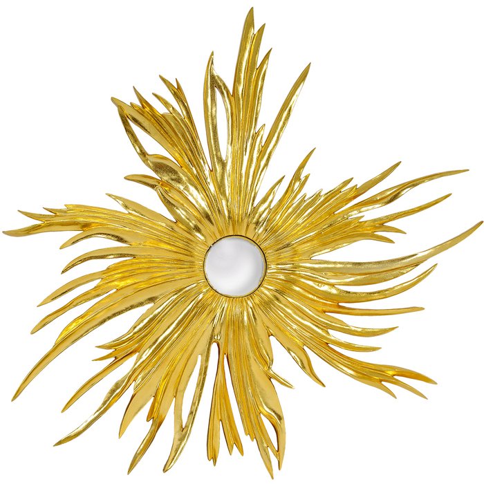 Декоративное настенное зеркало Электра (fish-eye) в золотистой раме