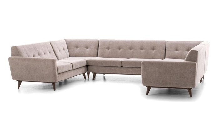 Модульный п-образный угловой диван серого цвета