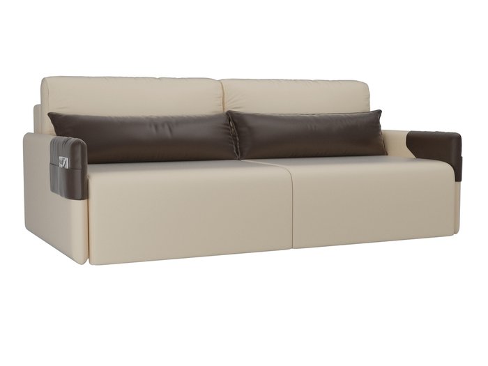Прямой диван-кровать Армада бежевого цвета (экокожа)