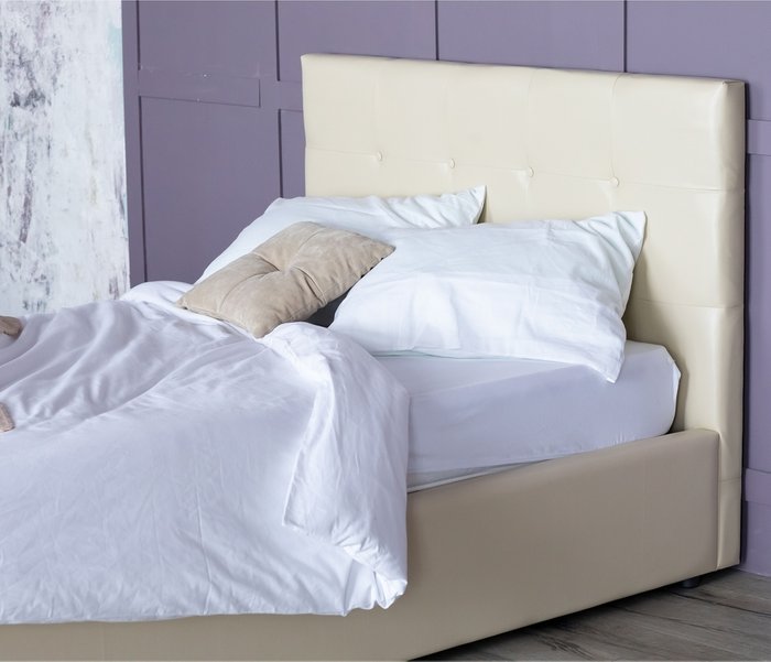 Кровать Селеста 120х200 с подъемным механизмом и матрасом светло-бежевого цвета - лучшие Кровати для спальни в INMYROOM