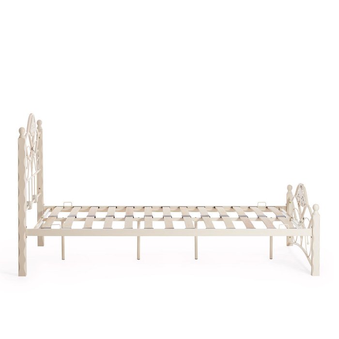 Кровать металлическая Wood slat base 120х200 бежевого цвета - лучшие Кровати для спальни в INMYROOM