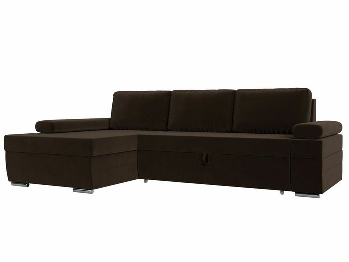 Угловой диван-кровать Канкун коричневого цвета левый угол