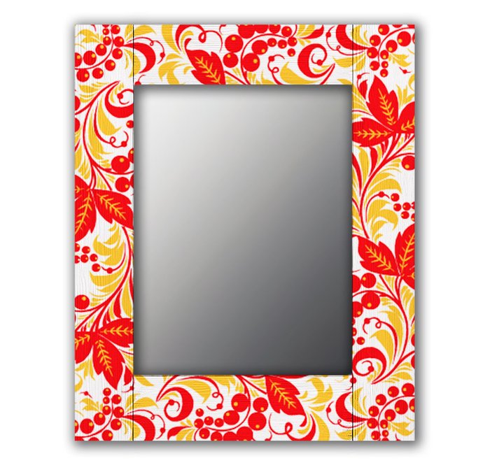 Настенное зеркало Рябина 50х65 красного цвета