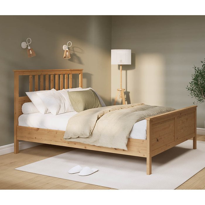 Кровать Кымор 140х200 светло-коричневого цвета без подъемного механизма - купить Кровати для спальни по цене 37990.0