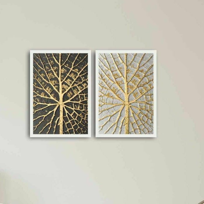 Набор из двух картин для интерьера 35х50 серо-золотого цвета - купить Картины по цене 6500.0