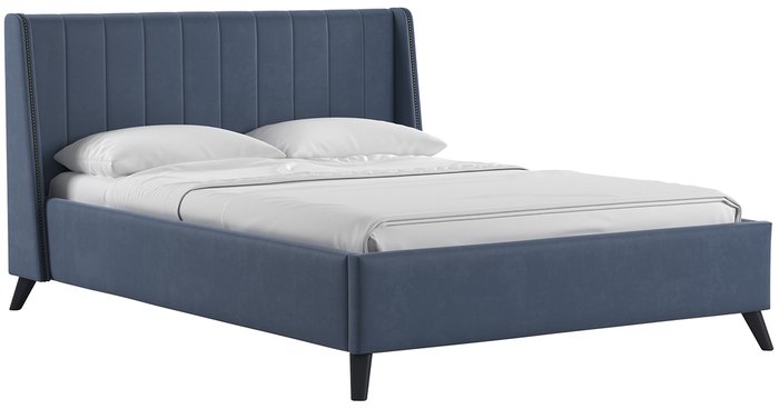 Кровать с подъемным механизмом Мелисса 140х200 серо-синего цвета