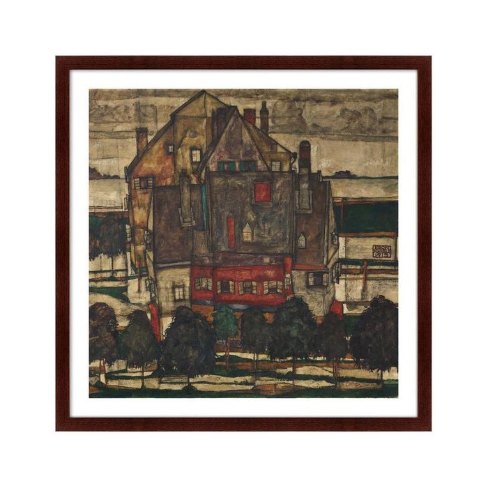 Репродукция картины Einzelne Huser Huser mit Bergen 1915 г. - купить Картины по цене 11999.0