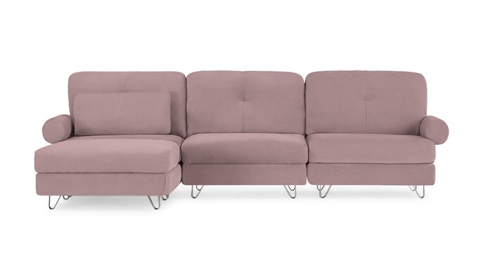 Угловый диван с оттоманкой Багамы темно-розового цвета - лучшие Угловые диваны в INMYROOM