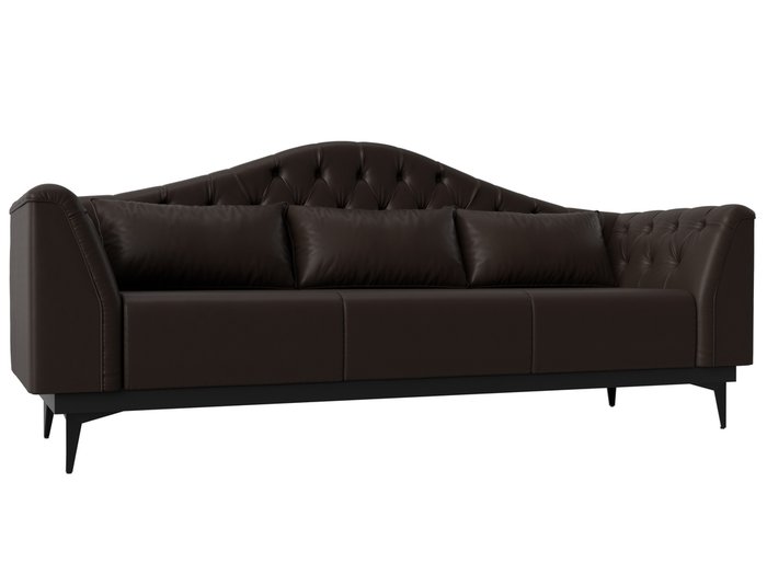 Прямой диван-кровать Флорида коричневого цвета (экокожа)