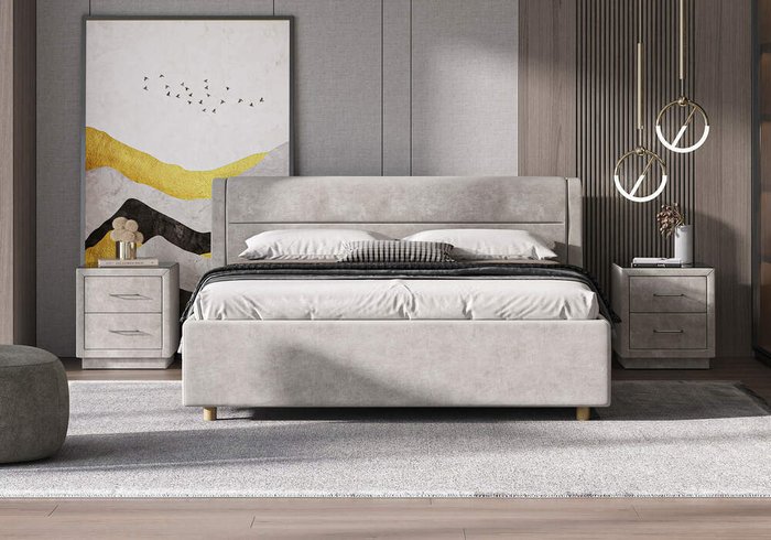 Кровать Madrid 180х200 серо-бежевого цвета без основания и подъемного механизма  - купить Кровати для спальни по цене 55800.0