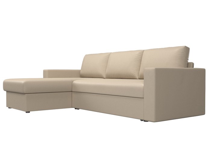 Угловой диван-кровать Траумберг L бежевого цвета левый  угол (экокожа) - лучшие Угловые диваны в INMYROOM