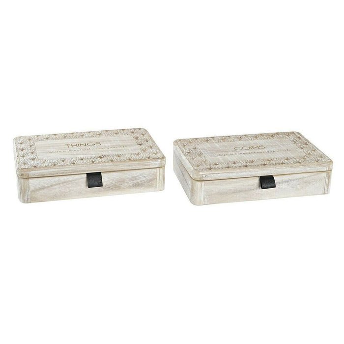 Декоративная коробка Натуральный Деревянный MDF 28 x 18 x 6,5 cm (2 штук)