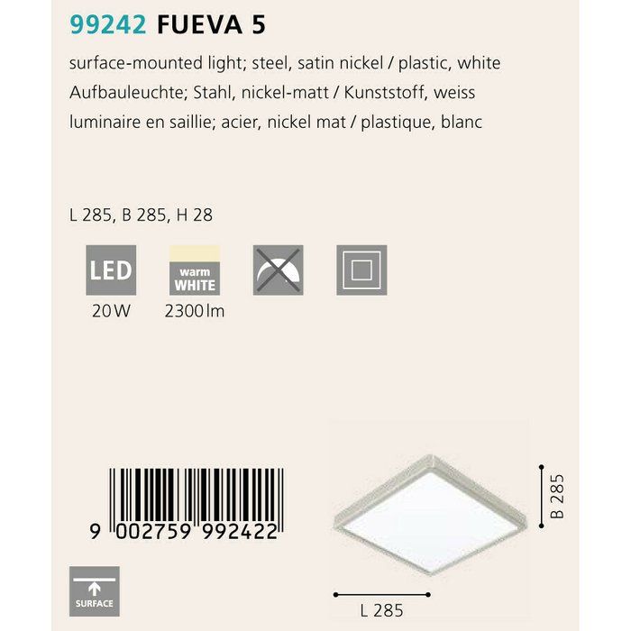 Светильник точечный Fueva серо-белого цвета - купить Потолочные светильники по цене 4290.0